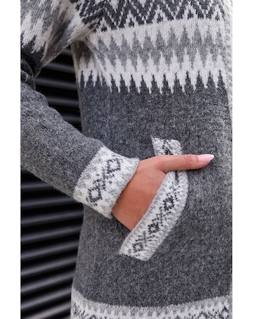 Roman Jacquard Zipped Knit Cardigan