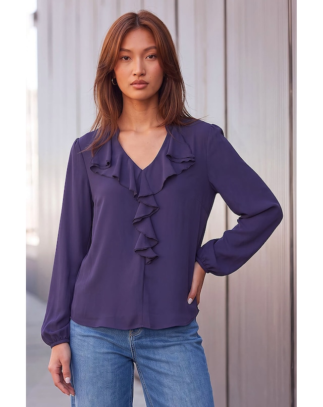 Roman Plain Ruffle Top