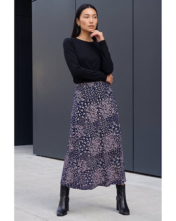 Roman Linear Floral Stretch Midi Skirt