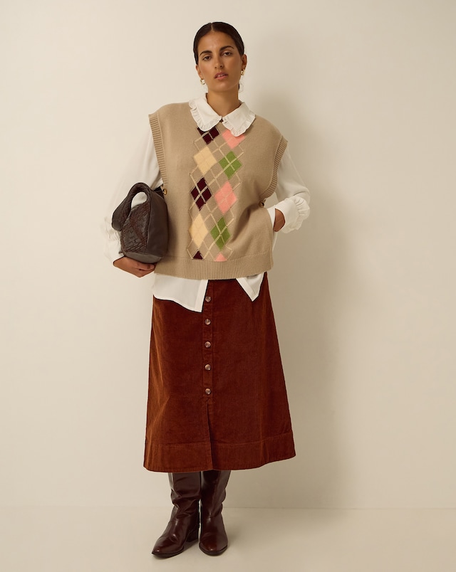 Monsoon Nicky Corduroy Midi Skirt