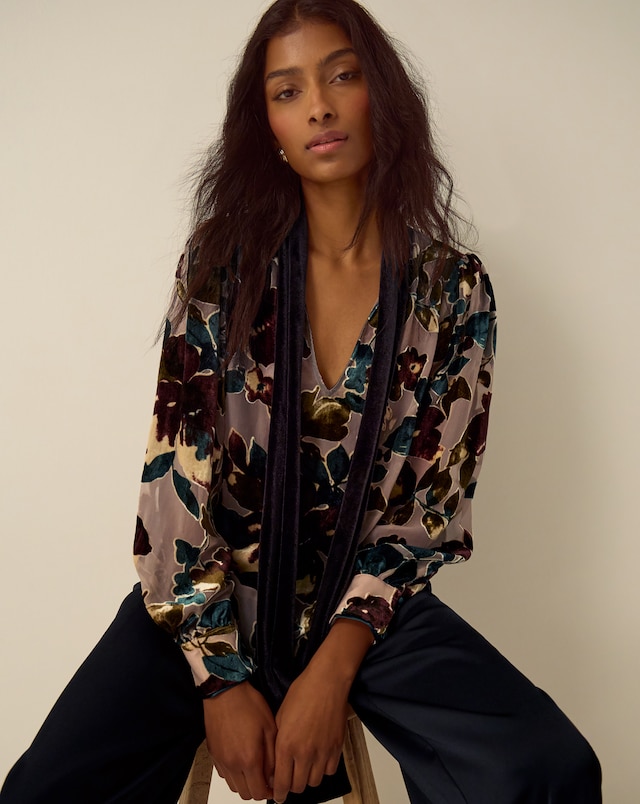 Monsoon Ayla Floral Devoré Blouse
