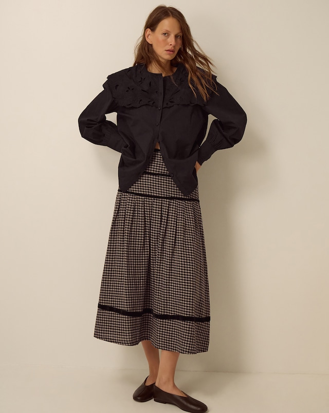 Monsoon Elise Check Print Midi Skirt
