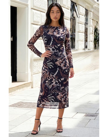 Roman Petite Abstract Mesh Dress