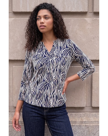 Roman Petite Animal Print Button Top