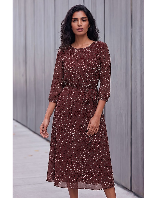 Roman Spot Fit and Flare Dress