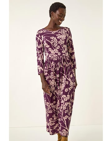 Roman Shadow Floral Stretch Midi Dress