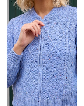 Roman Petite Cable Knit Zip Up Cardigan