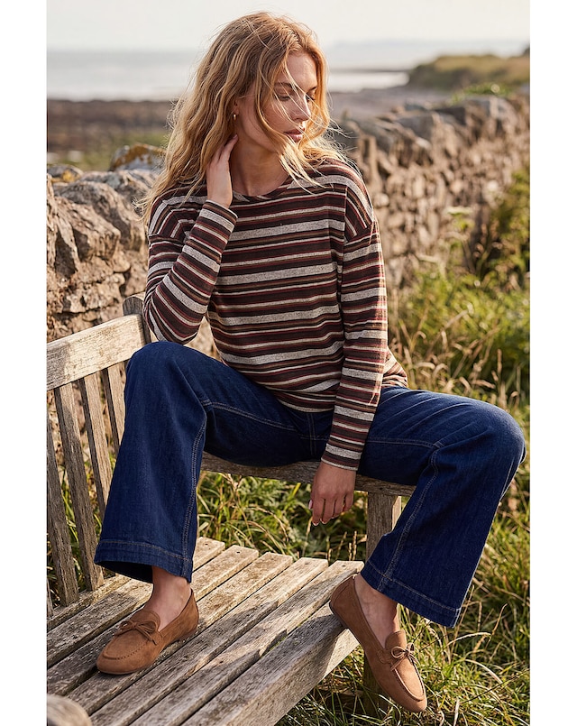 Roman Stripe Print Snit Top