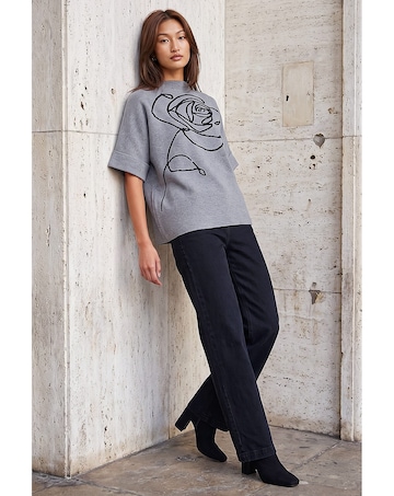 Roman Rose High Neck Knit Jumper