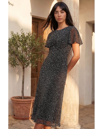 Roman Petite Studded Mesh Midi Dress