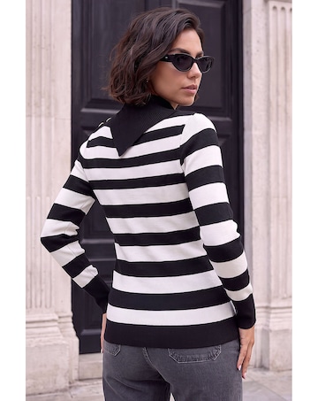 Roman Button Stripe Knit Jumper