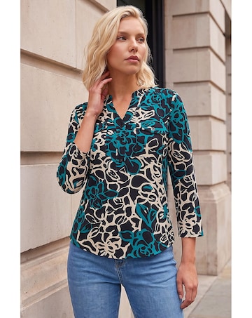 Roman Petite Abstract Print Button Top
