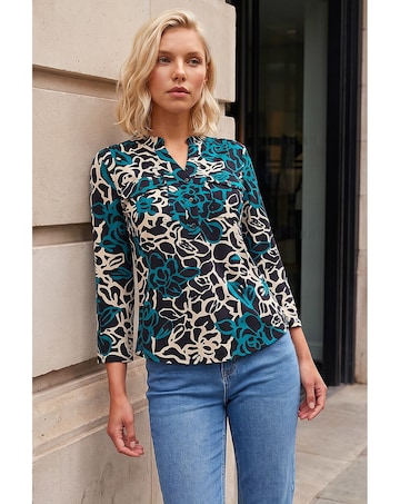 Roman Petite Abstract Print Button Top