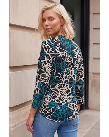 Roman Petite Abstract Print Button Top