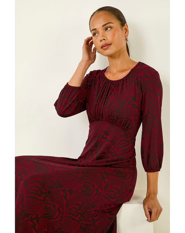 Roman Petite Abstract Swirl Midi Dress