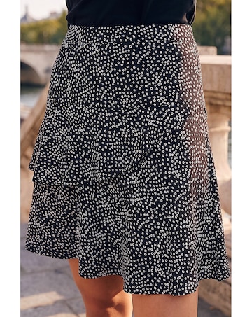 Roman Floral Jersey Stretch Skater Skirt