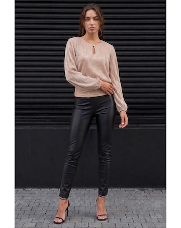 Roman Petite Crinkle Keyhole Shimmer Top