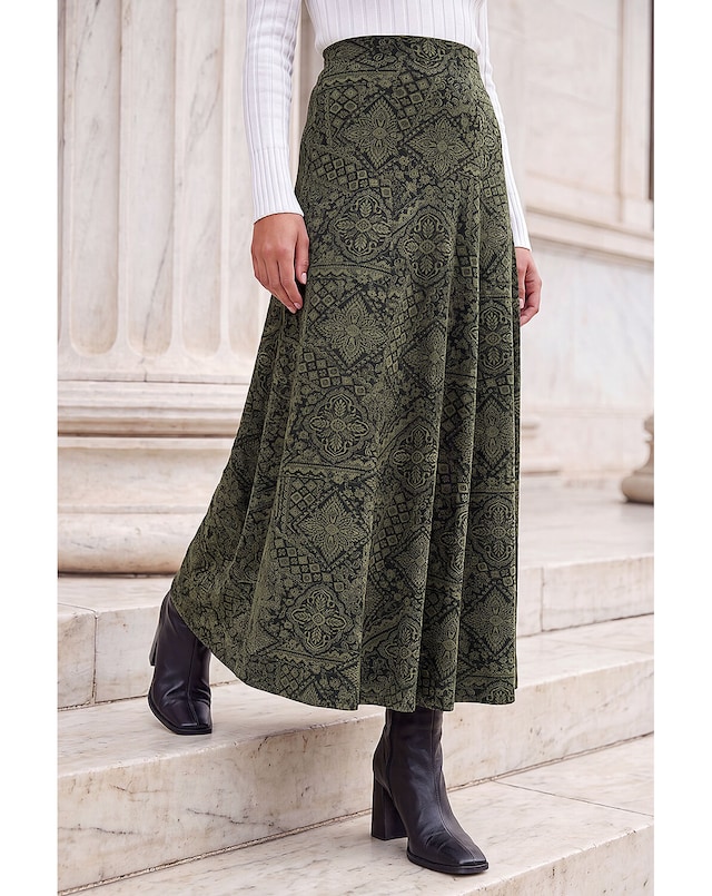 Roman Abstract Midi Skirt