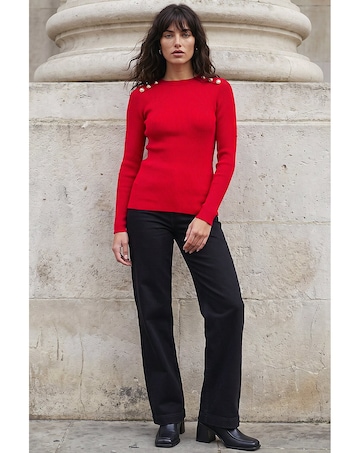 Roman Button Detail Knit Jumper