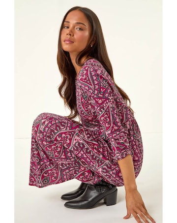 Roman Petite Paisley Pocket Midi Dress