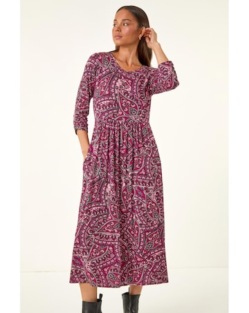 Roman Petite Paisley Pocket Midi Dress