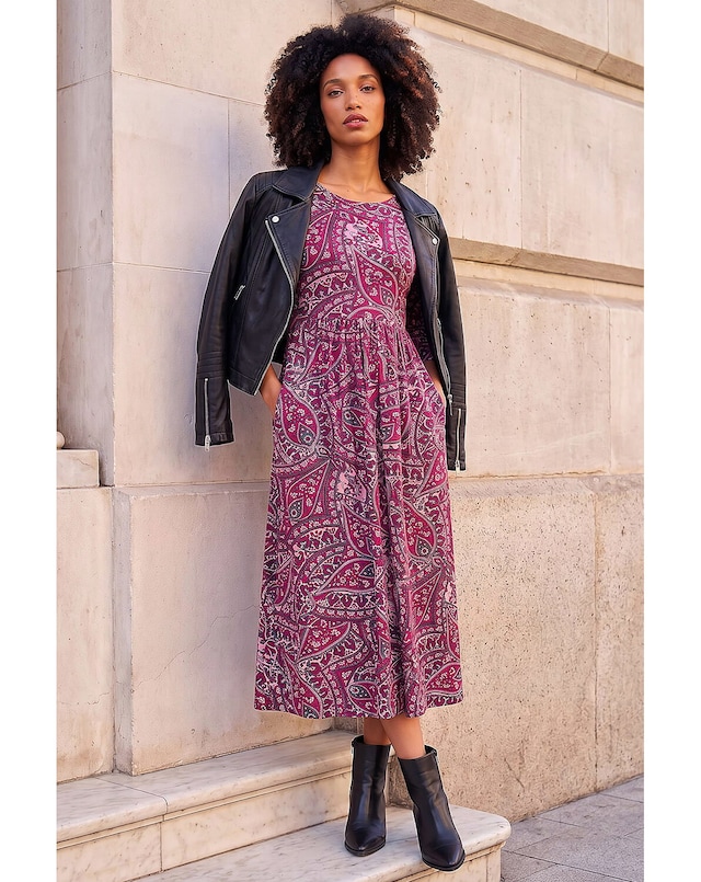 Roman Petite Paisley Pocket Midi Dress