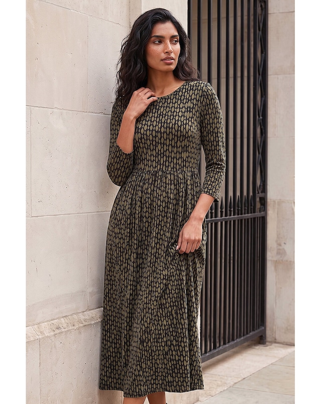 Roman Geometric Stretch Midi Dress