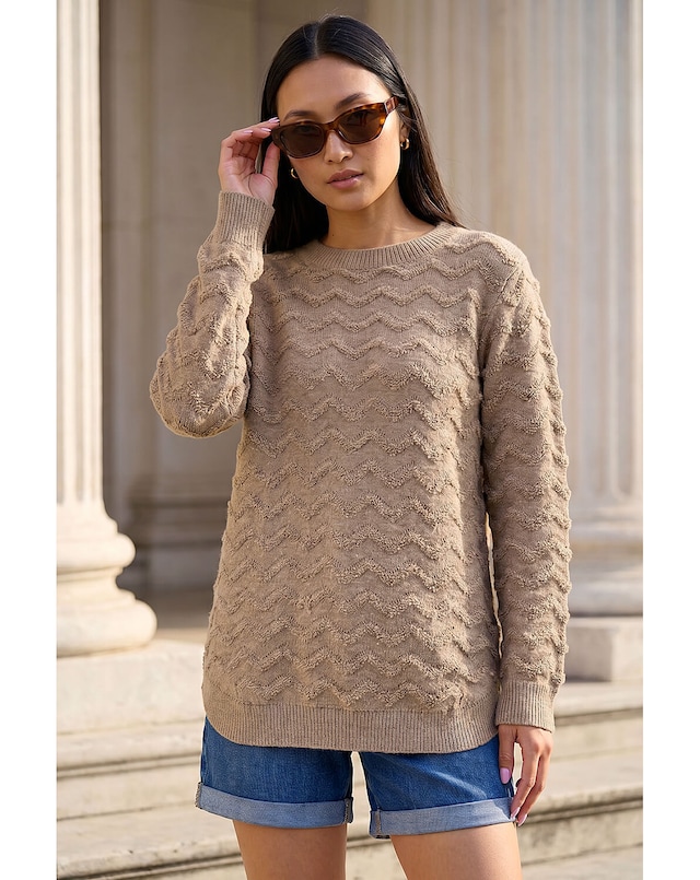 Roman Shimmer Curved Hem Jumper