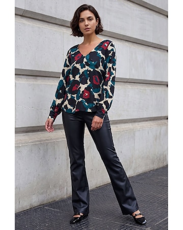 Roman Animal Print V-Neck Top