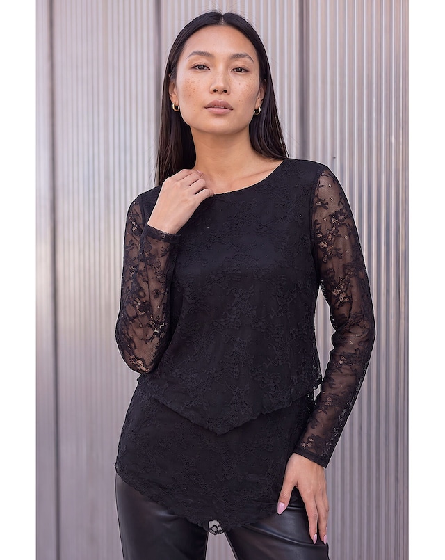 Roman Lace Layered Hem Top