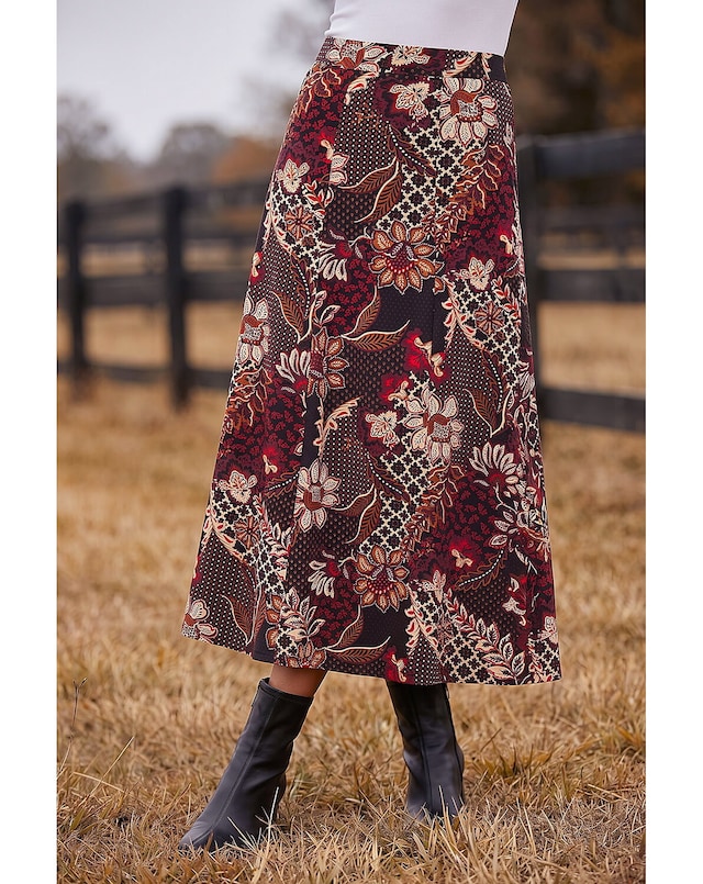 Roman Floral Paisley Print Skirt