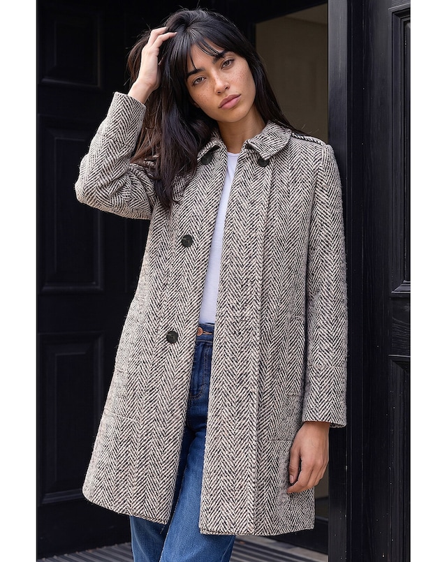 Roman Petite Collar Double Breasted Coat