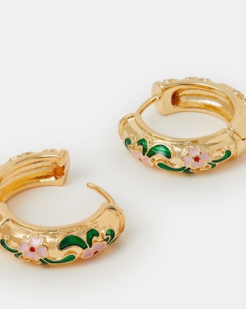 Accessorize Enamel Floral Hoop Earrings