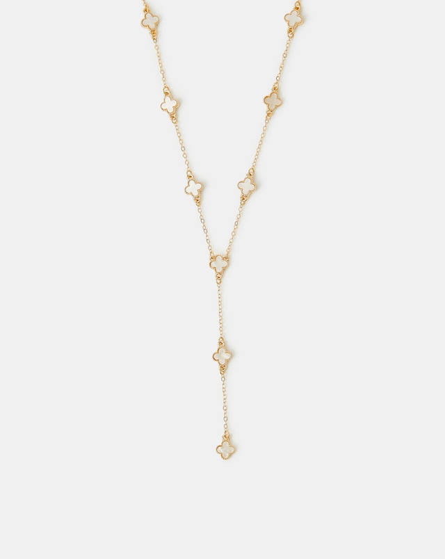 Accessorize Clover Lariat Necklace