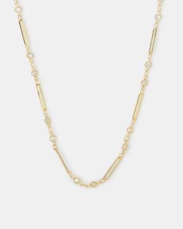 Accessorize Gold CZ Paperclip Necklace