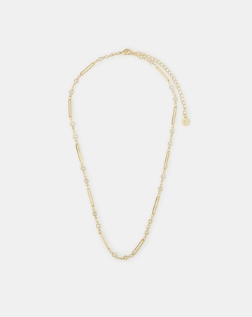 Accessorize Gold CZ Paperclip Necklace