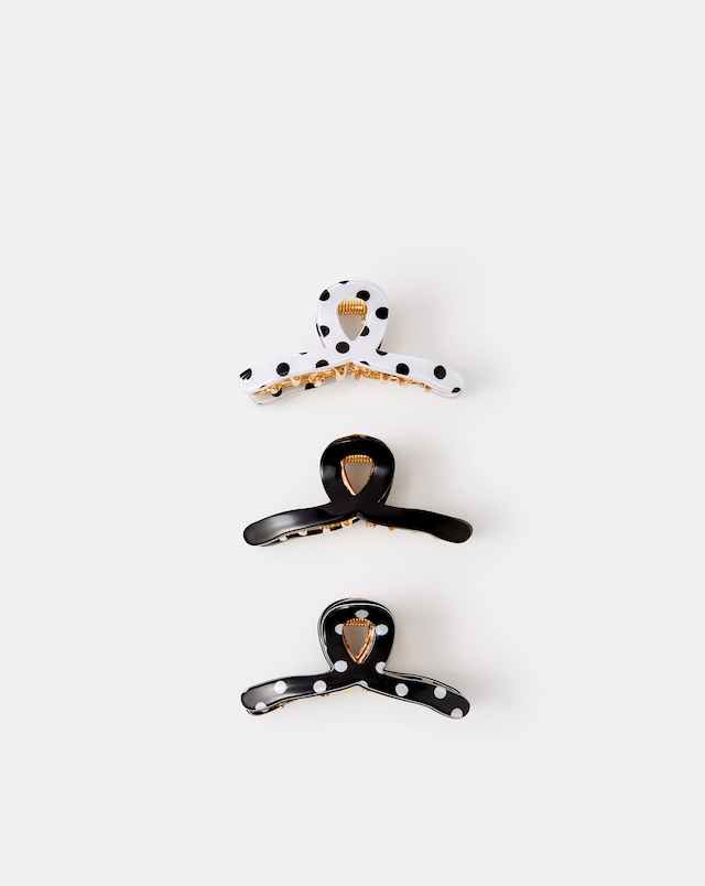 Accessorize 3pk Polka Dot Claw Clips