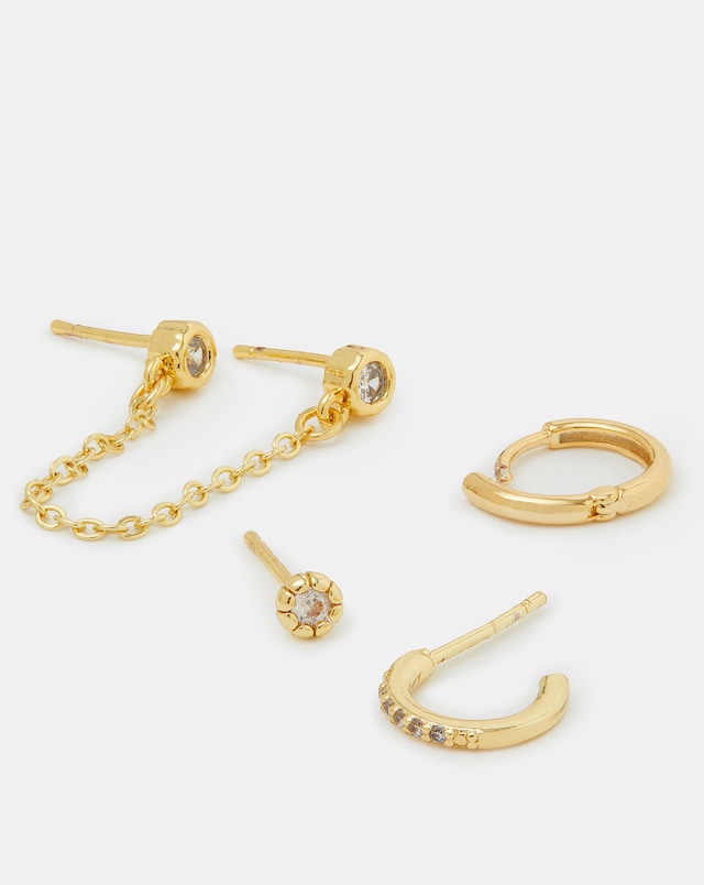 Accessorize 4pk Gold Stud/Hoop Earrings