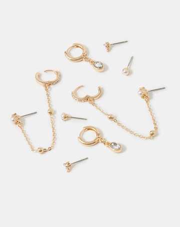 Accessorize 4pk Stud/Chain Hoop Earrings