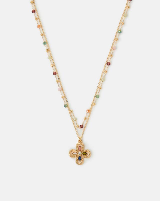 Accessorize 2pk Beaded Clover Necklaces