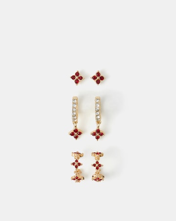 Accessorize 3pk Gem Cross Earrings