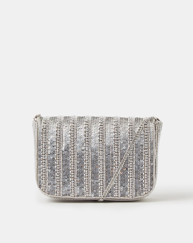 Accessorize Beaded Fold-Over Clutch Bag