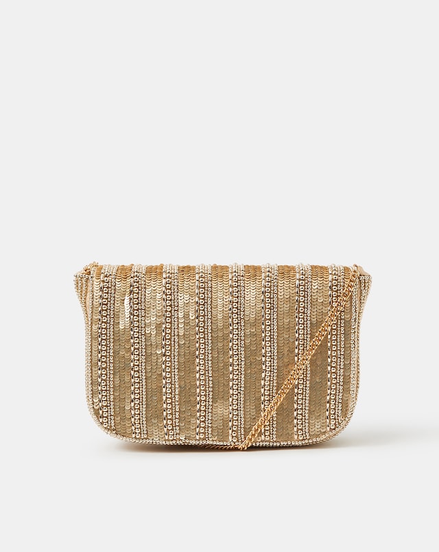 Accessorize Beaded Fold-Over Clutch Bag