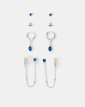 Accessorize 4pk Stud/Chain Hoop Earrings