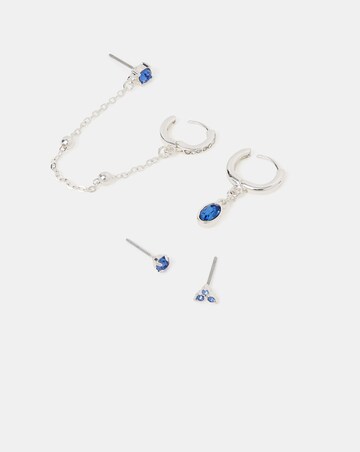 Accessorize 4pk Stud/Chain Hoop Earrings