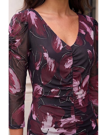Roman Ruched Floral Frill Dress