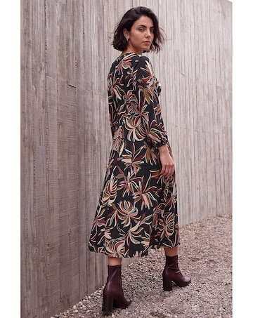 Roman Leaf Print A-Line Dress