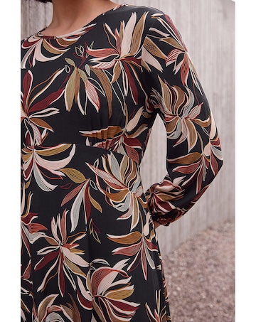 Roman Leaf Print A-Line Dress