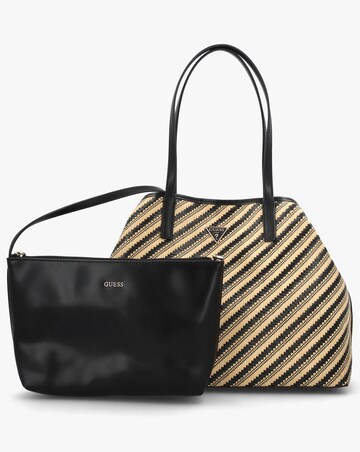 Guess Vikky II Natural Black Beachy Tote Bag