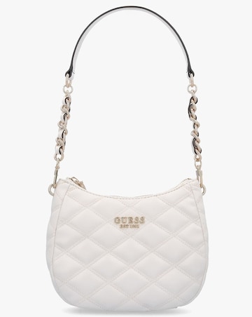 Guess Tamsin Quilted Off White Top Zip Shoulder Bag